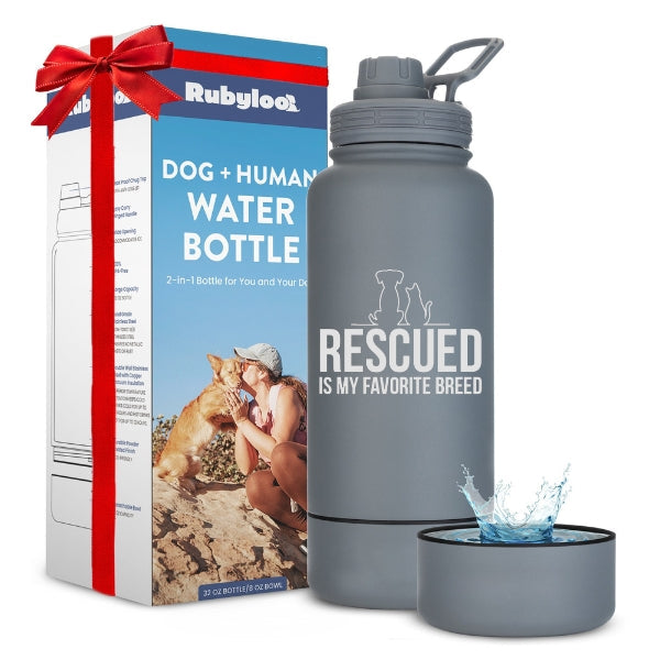 Dog + Human Water Bottle with Detachable Dog Bowl