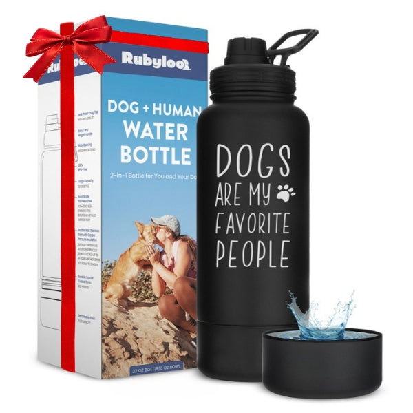 Dog + Human Water Bottle with Detachable Dog Bowl