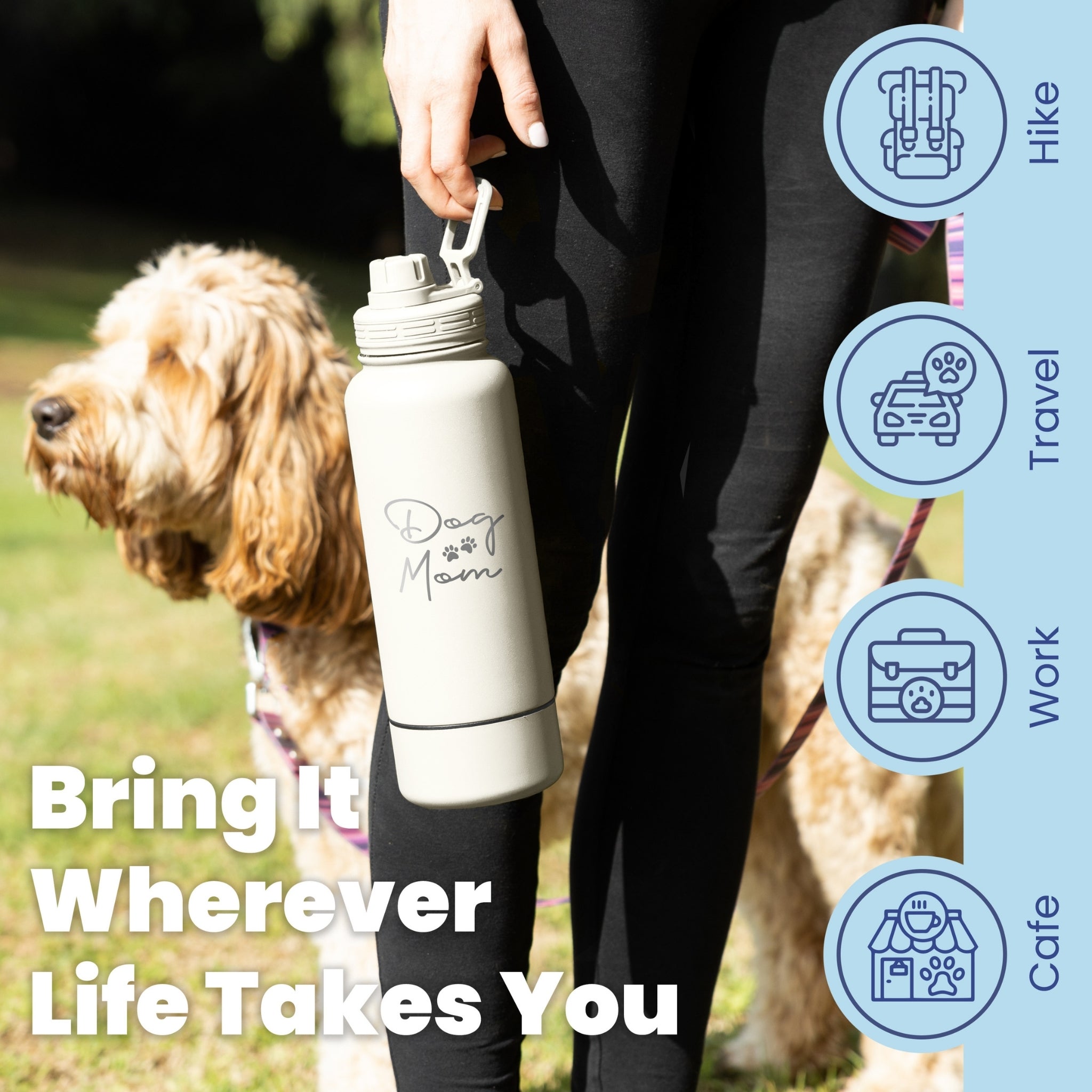 Dog + Human Water Bottle with Detachable Dog Bowl